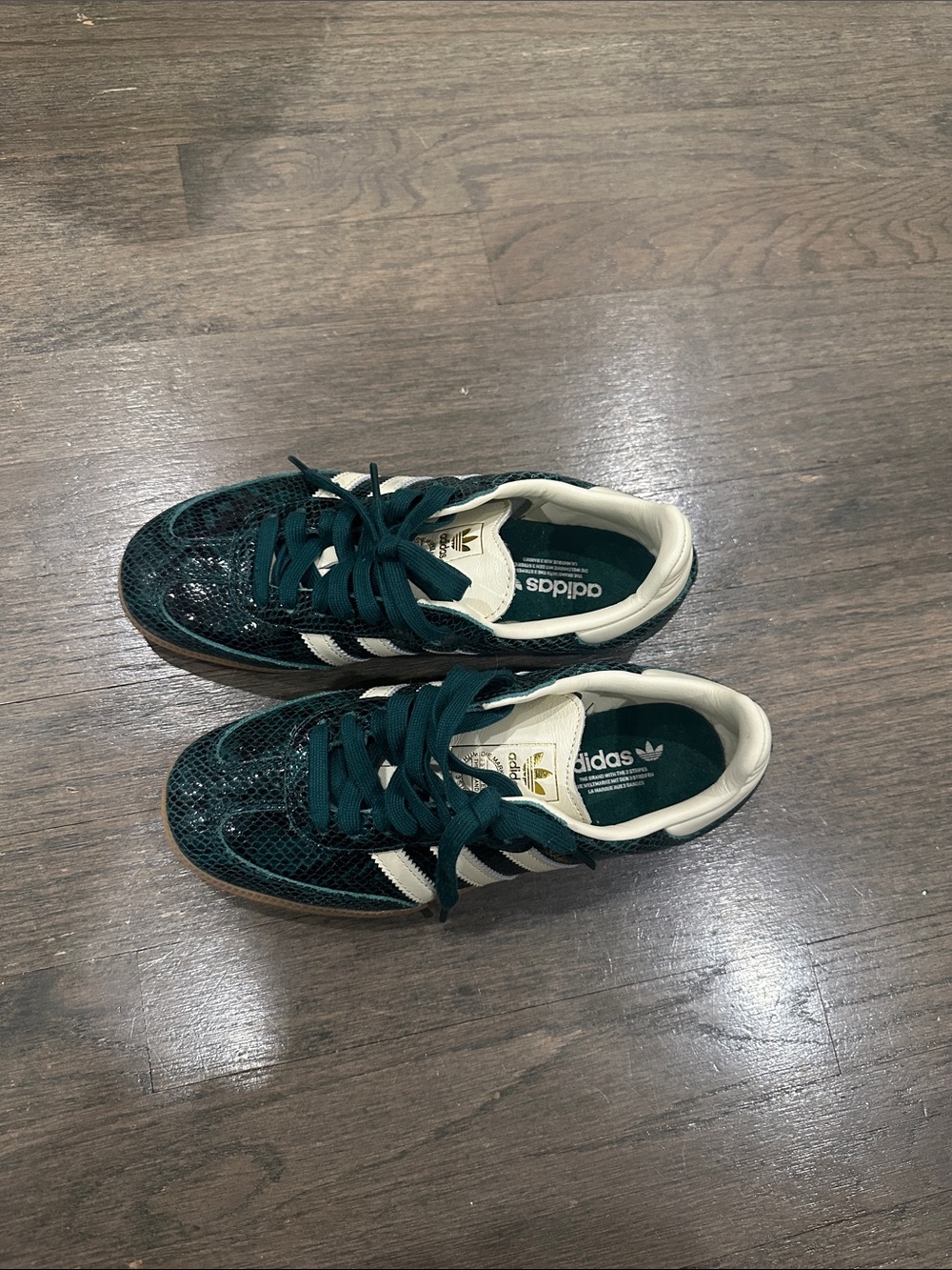 adidas Women’s Dark Green and White Sneakers